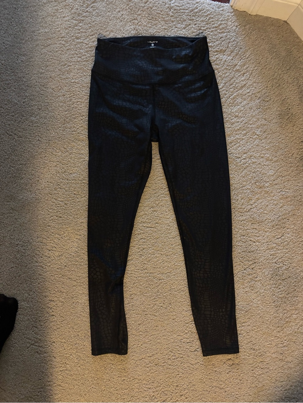 Layer 8 Black Textured High-Waist Leggings